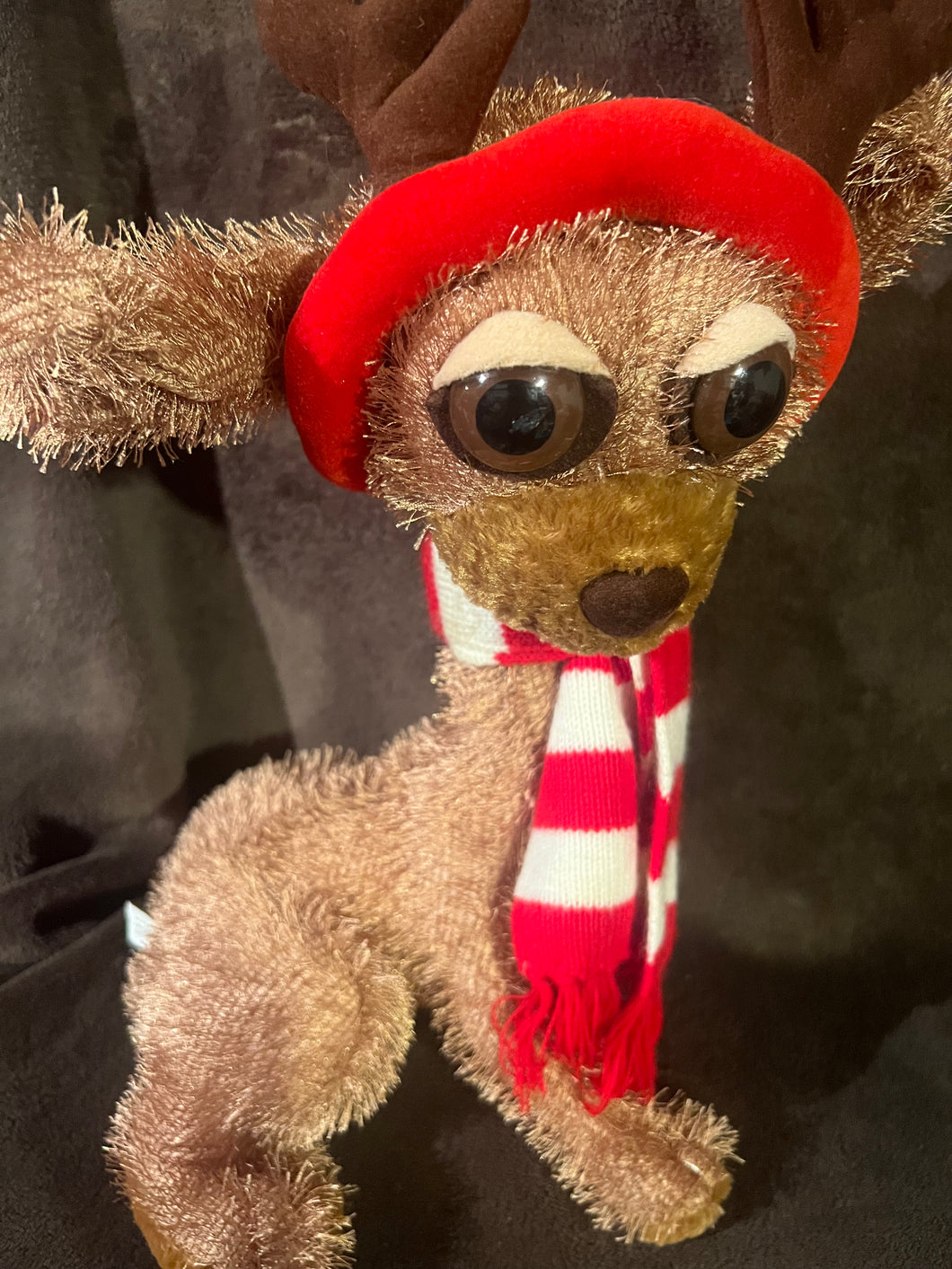 Chihuahua Christmas Big Eyed Rare Vintage Plush